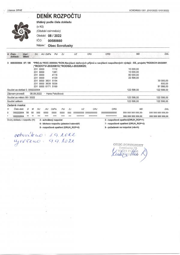 Rozpočtové opatření č. 4_2022