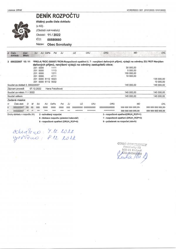 Rozpočtové opatření č. 7_2022