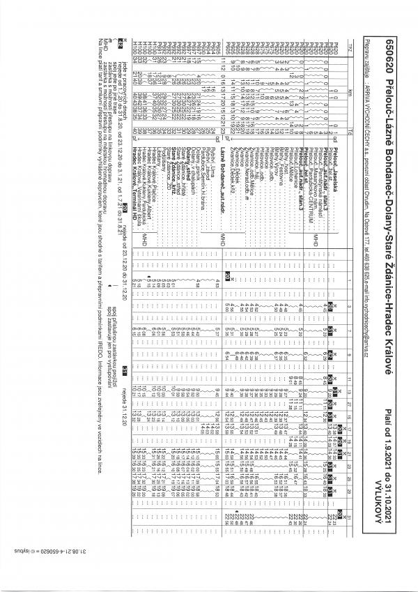 Přelouč - Lázně Bohdaneč - Dolany - Staré Žďánice - Hradec Králové - 650620