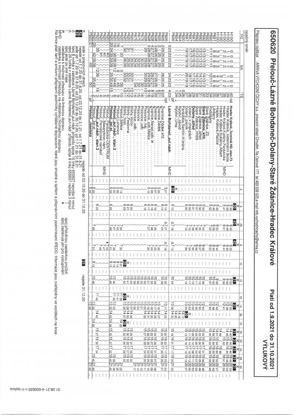 Přelouč - Lázně Bohdaneč - Dolany - Staré Žďánice - Hradec Králové - opačný směr - 650620