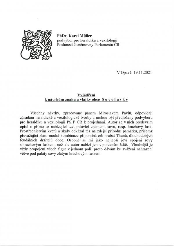 Vyjádření podvýboru pro heraldiku a vexilologii Poslanecké sněmovny Parlamentu ČR (1)